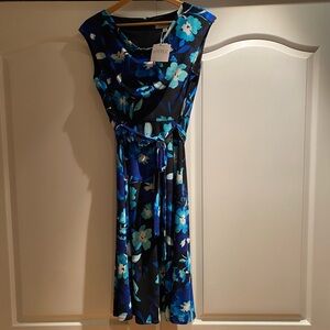 Kasper Blue Floral Midi Dress